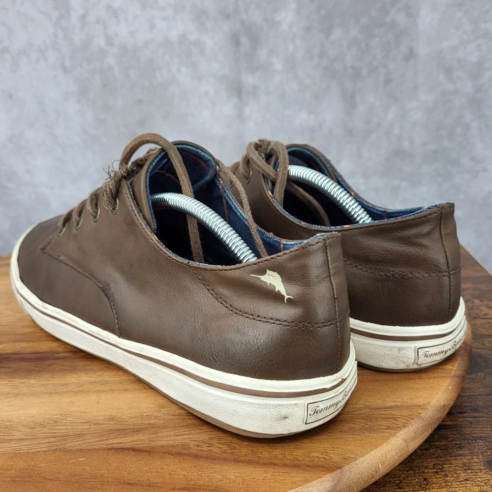 Tommy Bahama Sneakers Mens 12‎ D Brown Faux Leather Oxfords Comfort Shoes